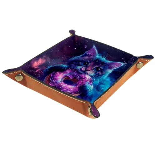 Galaxy Cat and Donut Dice Tray Dice Rolling Tray Folding Dice Holder for Dice Games, Like RPG, DND and Other Table Games - color: Multi 18