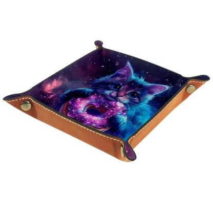 Galaxy Cat and Donut Dice Tray Dice Rolling Tray Folding Dice Holder for Dice Games, Like RPG, DND and Other Table Games - color: Multi 18