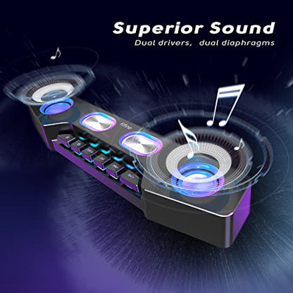 AmpliGame Fifine PC Speakers for Desktop, Bluetooth Computer Speakers Wireless for Gaming, Streaming, Party, E-Sport, RGB Loudspeaker with Aux-in Audio Jack, Controllable RGB, Volume Button A16 Black - color: Black