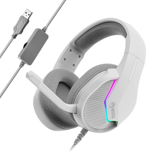 MARVO USB Gaming Headset with Mic, Wired Headphone with Surround Sound, Noise Canceling Gaming Headphones for PC, PS4/PS5, Laptop, Mac, Switch- H8618