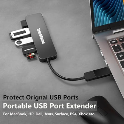 USB Splitter for Laptop, YaimhSound 4 Port USB Hub 3.0, Multi USB Expander | USB Port Extender Adapter for Keyboard,Mouse, Dell,Asus,HP,MacBook,Surface, Acer,Ps4,Xbox,Flash Drive,SSD,Printer,Camera - size: Black USB to 4 USB
