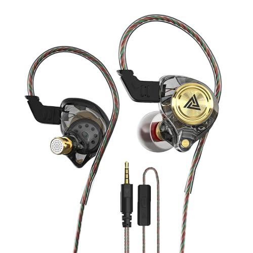 Wired Gaming Earbuds, Ak3file in Ear Monitors, Deep Bass Sound Wired Earbuds, HiFi in Ear Headphones with 1DD 10mm Dynamic Driver, IEM for Music Gaming Video Calling (Black) - color: Black