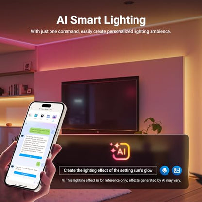 NEEWER NS01/16.4ft/5m LED 스트립 조명 전면 조명, 스마트 AI 앱 컨트롤 RGB IC 절단 가능한 네온 로프 조명 색상 변경 침실 게임 룸 가정 실내 벽 장식, 구글 및 알렉사와 호환 - size: 16.4피트/5m