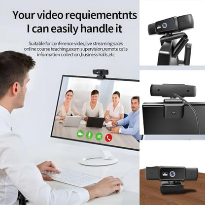 Hprosper 1080P Webcam with mic, Noise Cancellation, Wide-Angle Lens, Auto Light Correction, Plug & Play USB Webcam for Laptop, Desktop, PC, Mac, Zoom, Skype, Streaming