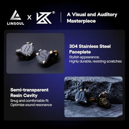 Linsoul KZ ZS10 Pro, 4BA+1DD 5 Driver in Ear Monitor, HiFi Wired Earbuds, Gaming Earbuds, Hybrid IEM Earphones with Stainless Steel Faceplate, Detachable Cable for Musician(Without Mic, Dark Black) - color: Dark Black, style: Without Mic