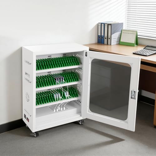 Rechargeable Mobile Phone Charging Cabinet,50 Slots Cell Phones Charging Station Portable Cellphone Charging Cart with Combination Lock, for Students and Employees, Tourists - size: 50-Slots