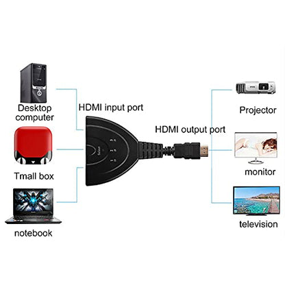 HD MI Switcher 4K 3D HD MI Splitter 1 in 3 Out hd mi Multi Port Adapter | for Tv Hd 1080p TV Adapters Cable 3 Port for Media Box, DVD Player, Game Console,Computer, PC, Cable Box, Projector