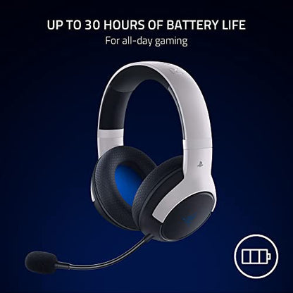 Razer Kaira Wireless PlayStation Gaming Headset, White & Black | 50mm Drivers, HyperClear Cardioid Mic, Memory Foam Cushions, Bluetooth, 30 Hr Battery, for PlayStation 5, PS4, PC, Mobile - color: White/Black, style: Kaira HyperSpeed