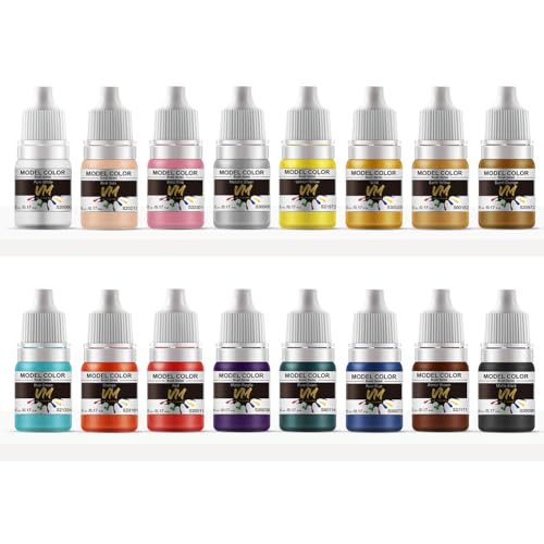 VM Basic Colors Miniature Paint Set,Eco-Friendly Water-based Pigments Acrylic Paint Set, Modeling Acrylic Paints For Resin,Metal and Plastic Models Brush Acrylic Colors 16 Bottles x 5ml (Basic Color Set) - color: Basic Color 16pcs