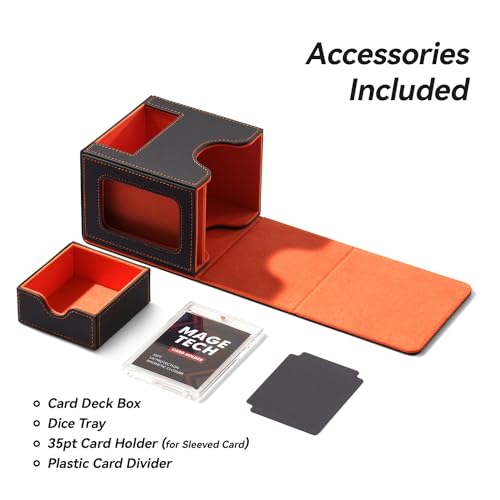 Card Deck Box for MTG Commander - Patented Design, Commander Display, Fits 100 Double-Sleeved Cards, 35pt Card Brick & Dice Tray - Grey/Orange - color: 1. Classic (Dark Grey/Orange)