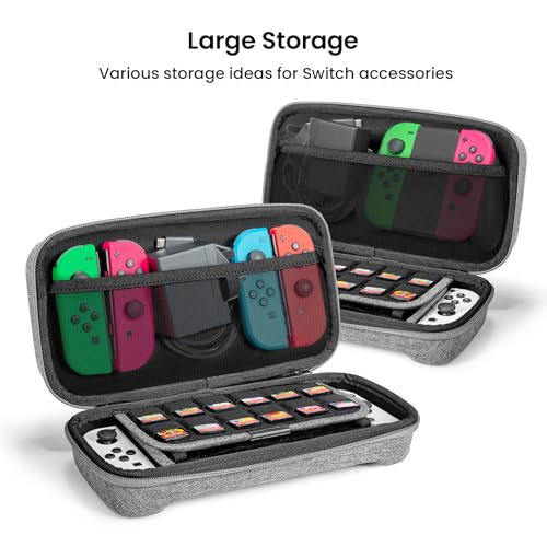 Hard Storage Case Compatible with Nintendo Switch, tomtoc Original Protective Hardshell Travel Handle Case Carrying Bag Cover fit Nintendo Switch Console Accessories, 18 Game Card Slots