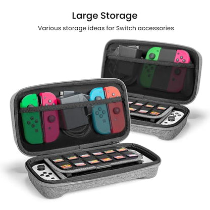 Hard Storage Case Compatible with Nintendo Switch, tomtoc Original Protective Hardshell Travel Handle Case Carrying Bag Cover fit Nintendo Switch Console Accessories, 18 Game Card Slots