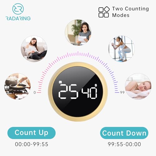 Amber Quick Que Kitchen Timers, Visual timers Large LED Display Magnetic Countdown Countup Timer for Classroom Cooking Fitness Baking Studying Teaching, Easy for Kids and Seniors (Amber) - color: Amber