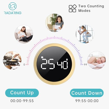Amber Quick Que Kitchen Timers, Visual timers Large LED Display Magnetic Countdown Countup Timer for Classroom Cooking Fitness Baking Studying Teaching, Easy for Kids and Seniors (Amber) - color: Amber