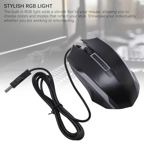 RGB Gaming Mouse, Wired USB Computer Mouse with Colorful Lighting, Ambidextrous Comfortable Grip for PC, Laptop, Office & Starter Gaming, 1200 DPI