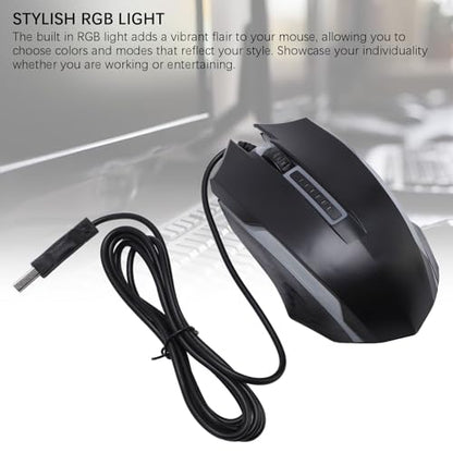 RGB Gaming Mouse, Wired USB Computer Mouse with Colorful Lighting, Ambidextrous Comfortable Grip for PC, Laptop, Office & Starter Gaming, 1200 DPI