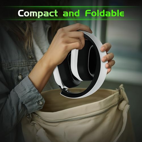 Gvyugke Wireless Gaming Headset for Xbox Series X/S, Xbox One, PS5, PC, Bluetooth 6.0 Gaming Headphones with Flip-to-Mute Noise-Canceling Mic, 70-Hour Playtime, Foldable, 3D Surround Sound - White - color: BlackWhite
