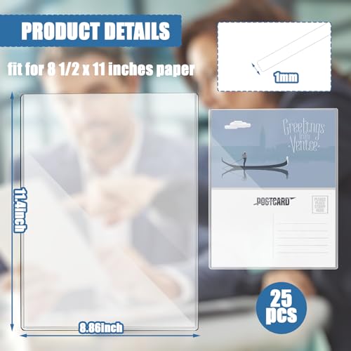 25 Pcs 8 1/2" x 11" Rigid Print Protectors Clear Sheet Protectors Hard Plastic Paper Page Magazine Protectors for Collectors Rigid Top Loaders Document Holder Birth Certificate Protector - size: 25ct 8 1/2" x 11"