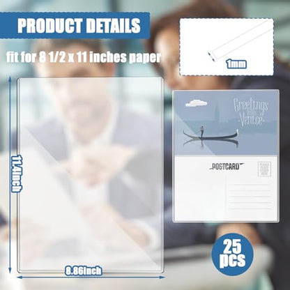 25 Pcs 8 1/2" x 11" Rigid Print Protectors Clear Sheet Protectors Hard Plastic Paper Page Magazine Protectors for Collectors Rigid Top Loaders Document Holder Birth Certificate Protector - size: 25ct 8 1/2" x 11"