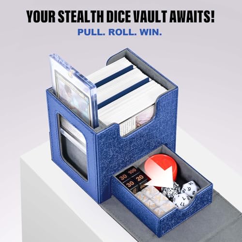 Kabinka MTG Deck Box for Commander Card Deck Box with Dice Tray | Holds 100 Double-Sleeved Cards, for TCG/PTCG, Patented Design, with 35PT Magnetic Card Holder (Black& Blue, Lotus) - color: A3-Black& Blue, Lotus