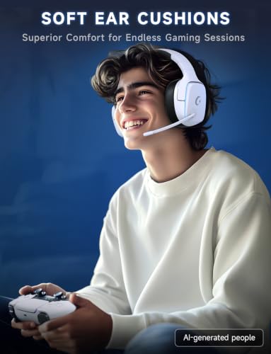 Gvyugke 2.4GHz Wireless Gaming Headsets for PS5, PS4, PC, Switch - Bluetooth 5.3 Gaming Headphones with Noise Canceling Mic, 7.1 Surround Sound, 70H Battery, Blue Lighting - White - color: White