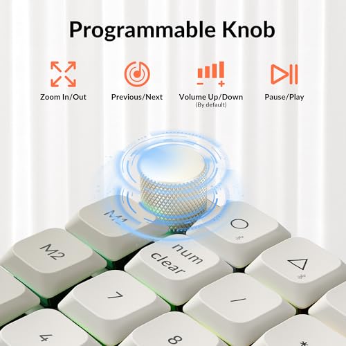 Keychron K0 Max QMK Wireless Custom Number Low-Profile RGB Backlit (Hot-Swappable) Red Switch Keypad, 2.4 GHz & Bluetooth 5.3 Connection, 1000Hz Polling Rate - Retro Version - color: Red Switch, size: Retro
