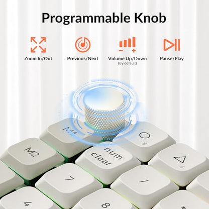 Keychron K0 Max QMK Wireless Custom Number Low-Profile RGB Backlit (Hot-Swappable) Red Switch Keypad, 2.4 GHz & Bluetooth 5.3 Connection, 1000Hz Polling Rate - Retro Version - color: Red Switch, size: Retro
