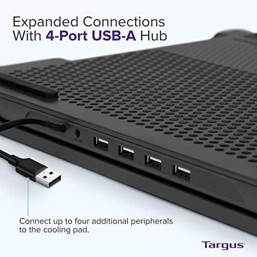 Targus Laptop Cooling Pad for Laptops up to 17-inches, Dual High-Speed Fans Chill Mat + 4-Port USB Hub Laptop Fan Cooling Pad for Work, USB Stand Cooling Pad for Gaming Laptop Cooling Fan (AWE81US) - size: Model AWE81US - Cooling Pad