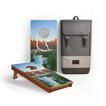 Elakai National Parks Series Premium Travel Cornhole Boards with Carry Case Backpack 1x2 - color: Rocky Mountain 1x2