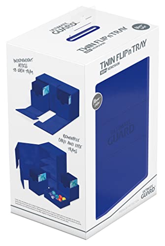 Ultimate Guard Twin Flip'n'Tray 160+, Deck Case for 160 Double-Sleeved TCG Cards + Dice Tray, Blue, Independent Magnetic Closure & Microfiber Inner Lining - color: Blue, size: 160+