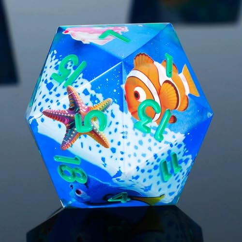 DND Dice Set 7-Pcs Sharp Edge Blue Marine Life Style Resin Dice Polyhedron Resin Sharp Edge dice Role-Playing Game RPG MTG Board Game (Marine Life - Green) - color: Marine Life - Green