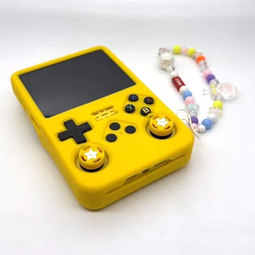 Silicone Case for R36S Handheld Game Console Protective Case with Lanyard Button Cover Accessory for Gift (Yellow) - color: Yellow