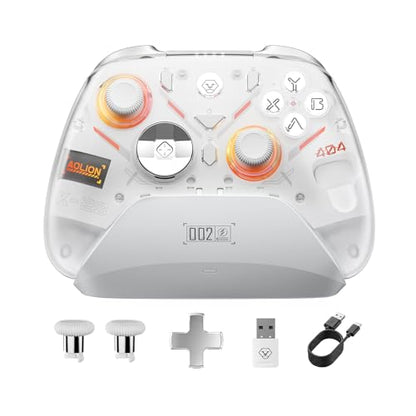 Aolion gaming K20 TMR Wireless Controller Compatible with Switch/PC/iOS/Android, TMR Precision Joystick, 1000Hz Polling Rate, Tri-Mode Bluetooth/2.4G/Wired Gamepad, RGB Charging Dock, Back Paddles - color: Red