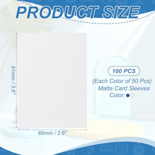 Matte Card Sleeves, Trading Card Sleeves Deck Protectors Perfect for Trading Cards & Baseball & Sports & Magic Gathering & Magic Game Cards (White/Blue, 100 Pcs) - color: White/Blue