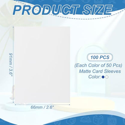 Matte Card Sleeves, Trading Card Sleeves Deck Protectors Perfect for Trading Cards & Baseball & Sports & Magic Gathering & Magic Game Cards (White/Blue, 100 Pcs) - color: White/Blue