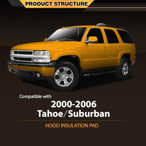 CNNELL Hood Insulation Pad 1/2" with Clips Compatible with 2000-2006 Chevrolet Tahoe & Suburban Black - style: 2000-2006 Chevy Tahoe/Suburban
