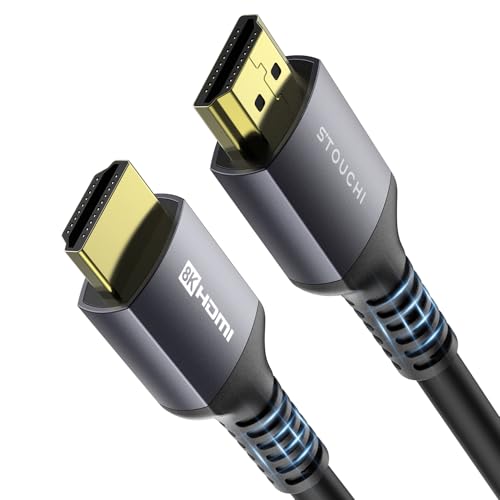 Stouchi 8K HDMI Cable 48Gbps Ultra High Speed Extra Long HDMI® Cord CL3 in-Wall Rated, 4K@120Hz 8K@60Hz eARC DTS:X HDCP 2.2&2.3 HDR10+ Compatible for PS5 SoundBar AVR UHD TV 15FT/5M 1Pack Grey - color: Grey, size: 15ft
