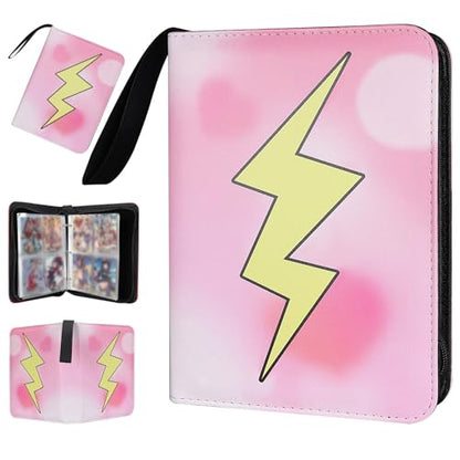 Collectible Trading Card Albums,4 Pocket Card Binder, 400 Double Sided Pocket PU Premium Zip Trading Collection Binderwith 50 Removable Sleeves, Card Folder forTCG, Sports Cards (Pink-01) - color: Pink-01