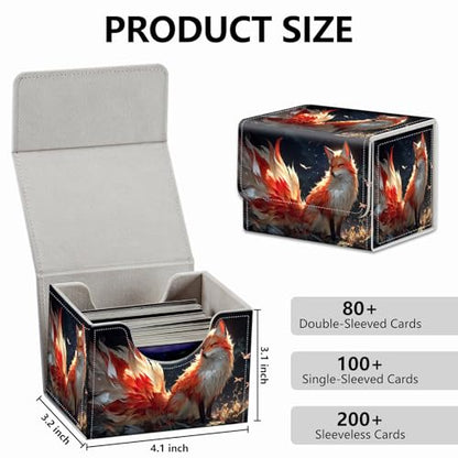 Strong Magnet for TCG MTG Commander Deck Box Playing Card Case Magic Deck Box Creative Pattern Trading Card Storage Box for Collectible Games, Cute Red Fox - color: Cute Red Fox