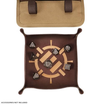 ENHANCE Venture Canvas Dice Carrying Case - Dice Roll Case with Removable Dice Tray, 3 Removable Zipper Pouches - Rolling Tray and Dice Case Perfect for DND, MTG, and Other Board Games
