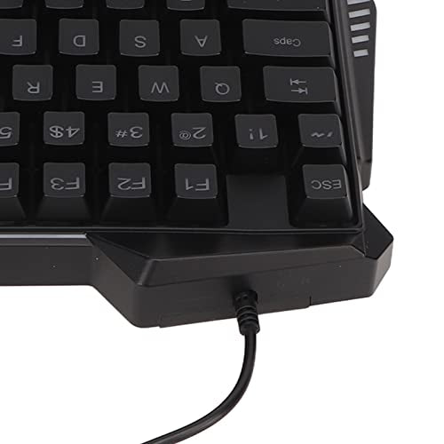 One Handed Gaming Keyboard, 35 Keys RGB Backlit Ergonomic USB Keyboard, Professional Mini Gaming Keyboard with Wrist Rest, Silent Keys for PC and Streamers