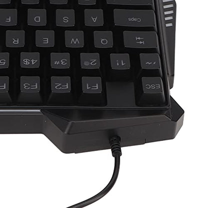 One Handed Gaming Keyboard, 35 Keys RGB Backlit Ergonomic USB Keyboard, Professional Mini Gaming Keyboard with Wrist Rest, Silent Keys for PC and Streamers