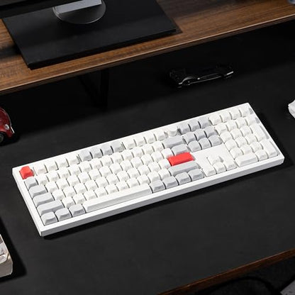 Keychron Q6 Max QMK/LAUNCHER Wireless Bluetooth/2.4 GHz/USB-C Wired Custom Mechanical Keyboard, Full Size Programmable Knob RGB Backlit Hot-Swappable Gateron Brown Switch for Mac Windows Linux - White - color: Hot-swap Brown Switch