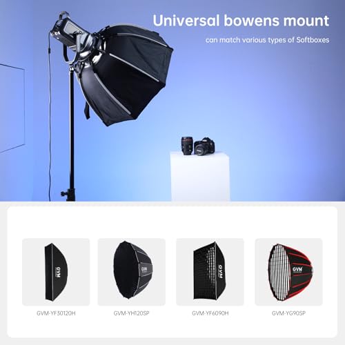 GVM 160W LED Video Light with Bluetooth Control, 5600K Photography Light, Studio Lighting Kit for Photography, Filmmaking, YouTube and Tiktok, 98100 lux/1.64ft, 12 Scene Modes, Lightweight - size: 160W