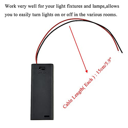 HAHIYO 3V AAA Battery Holder Bundle with Wire Sturdy Cover Flexible Springs Contact Build-in Switch Batteries Black Case Easy Install 8 Pieces for Wall Clocks Ham Radio Kids Toys - style: 2AAA-8P