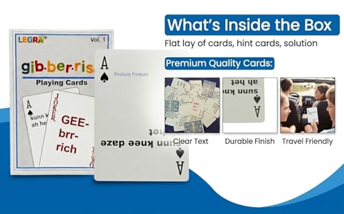 The Gibberish Guess Game Standard Playing Cards, Funny Word Games for Teens | Road Trip Travel Size Game, Family Friendly, Jibberish Silly Game Portable for Car Trip Activities, Boredom Buster for Kids