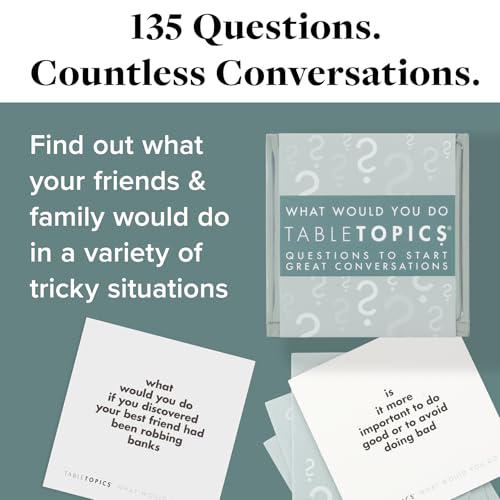 TableTopics What Would You Do 질문 카드 게임 - 성인 친구와 함께하는 파티를 위한 135개의 도발적인 대화 스타터 카드, 끈적한 상황에 대한 활기찬 토론, 쇄빙선 게임