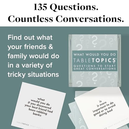TableTopics What Would You Do 질문 카드 게임 - 성인 친구와 함께하는 파티를 위한 135개의 도발적인 대화 스타터 카드, 끈적한 상황에 대한 활기찬 토론, 쇄빙선 게임