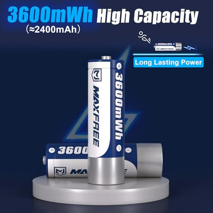 Maxfree 8-Pack Rechargeable AA Lithium Batteries with Dual-Purpose Charger | AA Lithium & NiMH Charger – 1.5V 3600mWh Double A Batteries with LED Display – for Blink Outdoor Cameras, Toys & Remotes - size: Dual-Purpose Batteries Charger with 8-Pack AA