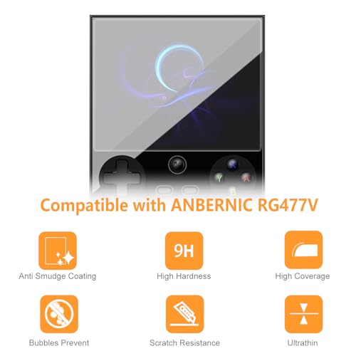 Hianjoo 3 Pcs Screen Protector Compatible ANBERNIC RG477V 4.7" Handheld Console, Tempered Glass [HD Clarity] [9 Hardness] [Anti-Scratch] [Easy Installation]